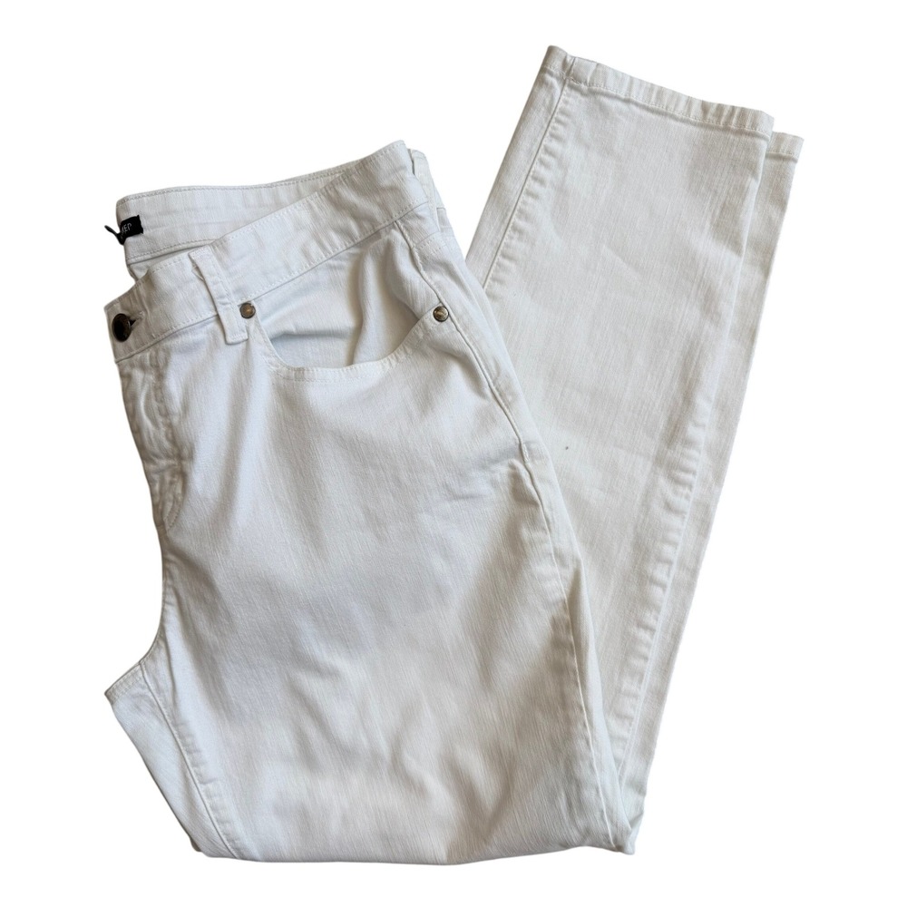Eileen Fisher Womens White Slim Straight Ankle Jeans Size 10 USA Made